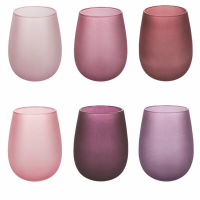 Set of 6 water glasses 600 ml frosted glass, Happy Hour Provence