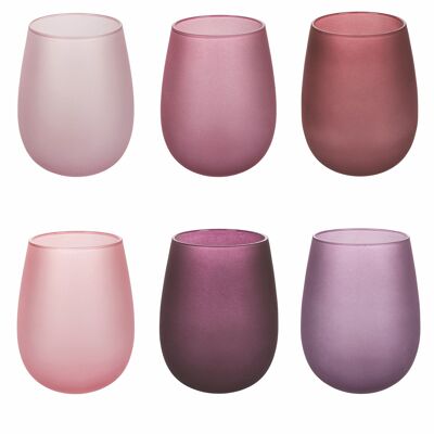 Juego de 6 vasos de agua de 600 ml de vidrio esmerilado, Happy Hour Provence