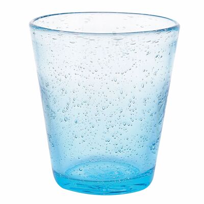Blue water glass 330 ml, in blown glass paste, Cancun Satin