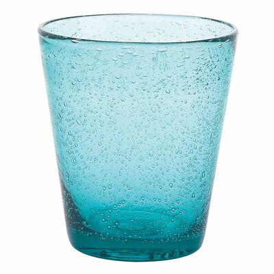 Verre à eau turquoise 330 ml, en pâte de verre soufflé, Cancun Satin
