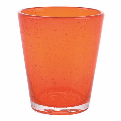 Orange water glass 330 ml, in blown glass paste, Cancun Satin