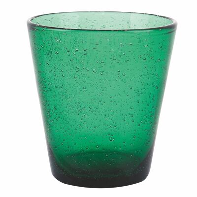 Flacon verre à eau vert 330 ml, en pâte de verre soufflé, Cancun Satin