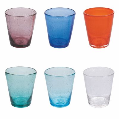Set of 6 water glasses 330 ml, in blown glass paste, Cancun