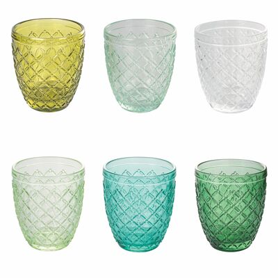 Set of 6 water glasses 325 ml in glass paste, Castle Greenery