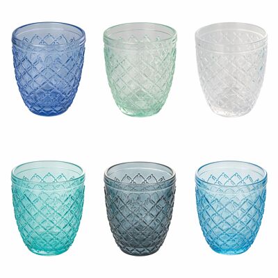 Coffret de 6 verres à eau 325 ml en pâte de verre, Château Océan