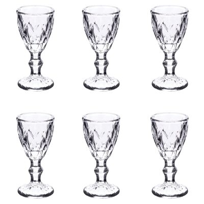 Set mit 6 Likören 45 ml in transparentem Glas, Prisma