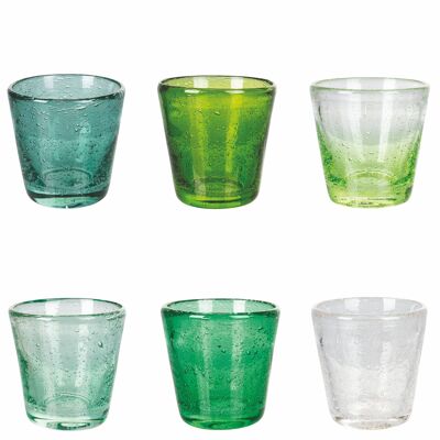 Set of 6 liqueurs 70 ml in glass paste, Cancun Greenery