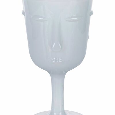 Gobelet en verre 300 ml, décoration visage, blanc, Vis à Vis