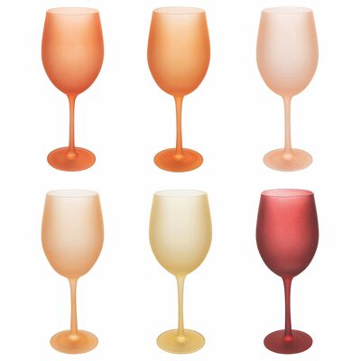 Set of 6 650 ml frosted glass glasses, Happy Hour Sunset