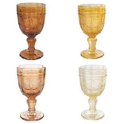 Set of 4 goblets 265 ml in arabesque decoration glass, Syrah Chocolate