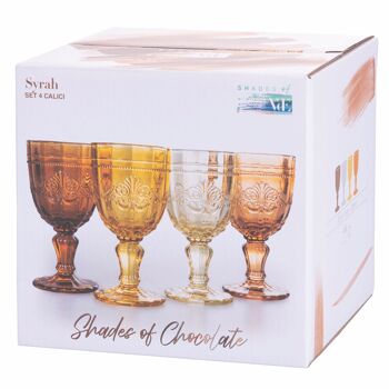 Coffret de 4 gobelets 265 ml en verre décor arabesque, Chocolat Syrah 3