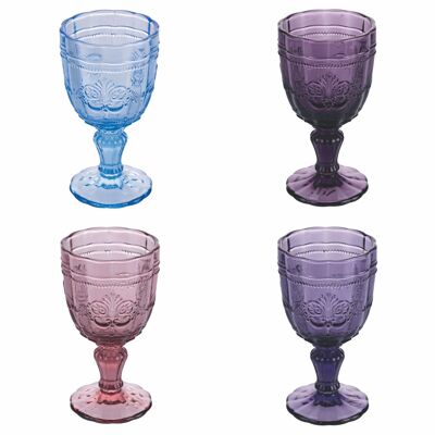 Set of 4 goblets 265 ml in arabesque decoration glass, Syrah Provence