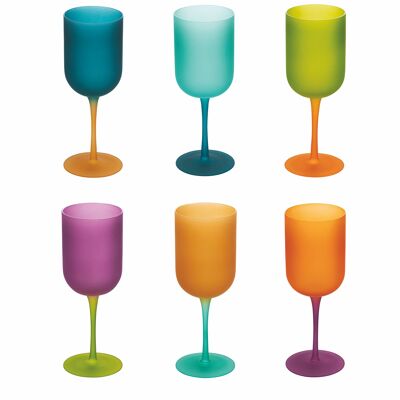 Set 6 calici 450 ml in vetro effetto frosted, Color Shock