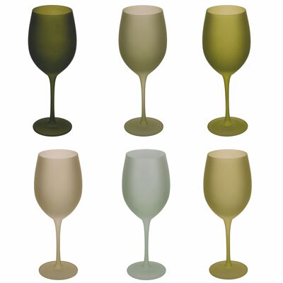 Set 6 calici 650 ml frosted in vetro, Happy Hour Greenery