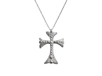 Pendentif croix « style ancien » en argent sterling 925 fait à la main