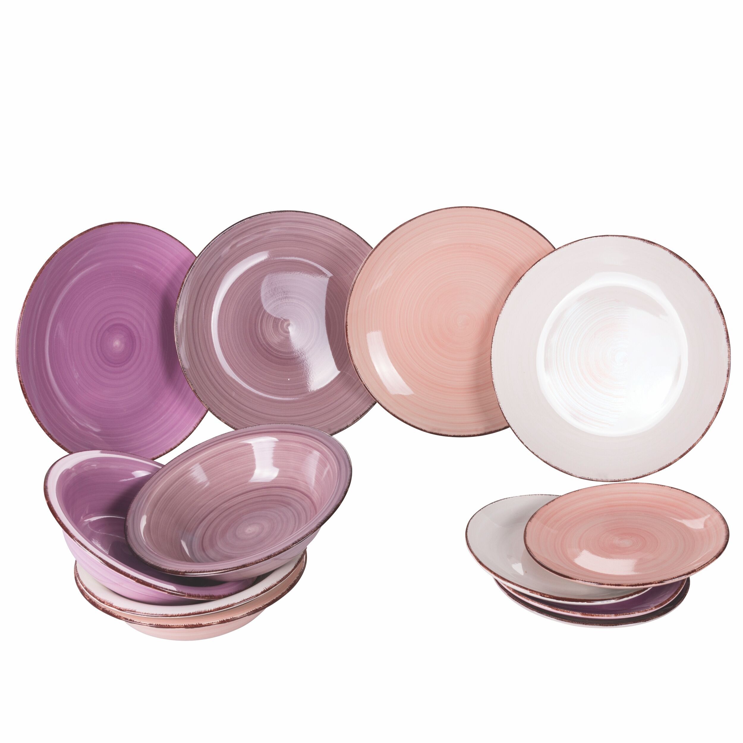 12-teiliges Tafelservice aus Steingut, 4 verschiedene Tischplätze, Baita Provence