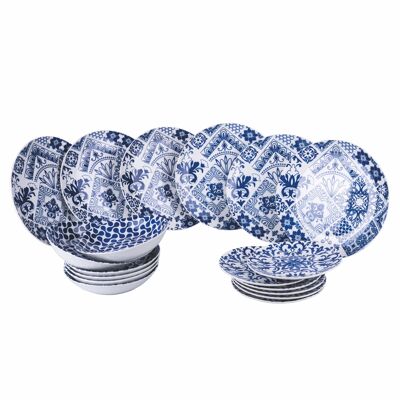 18-piece porcelain dinner set, 3 different table settings, Punta Tragara