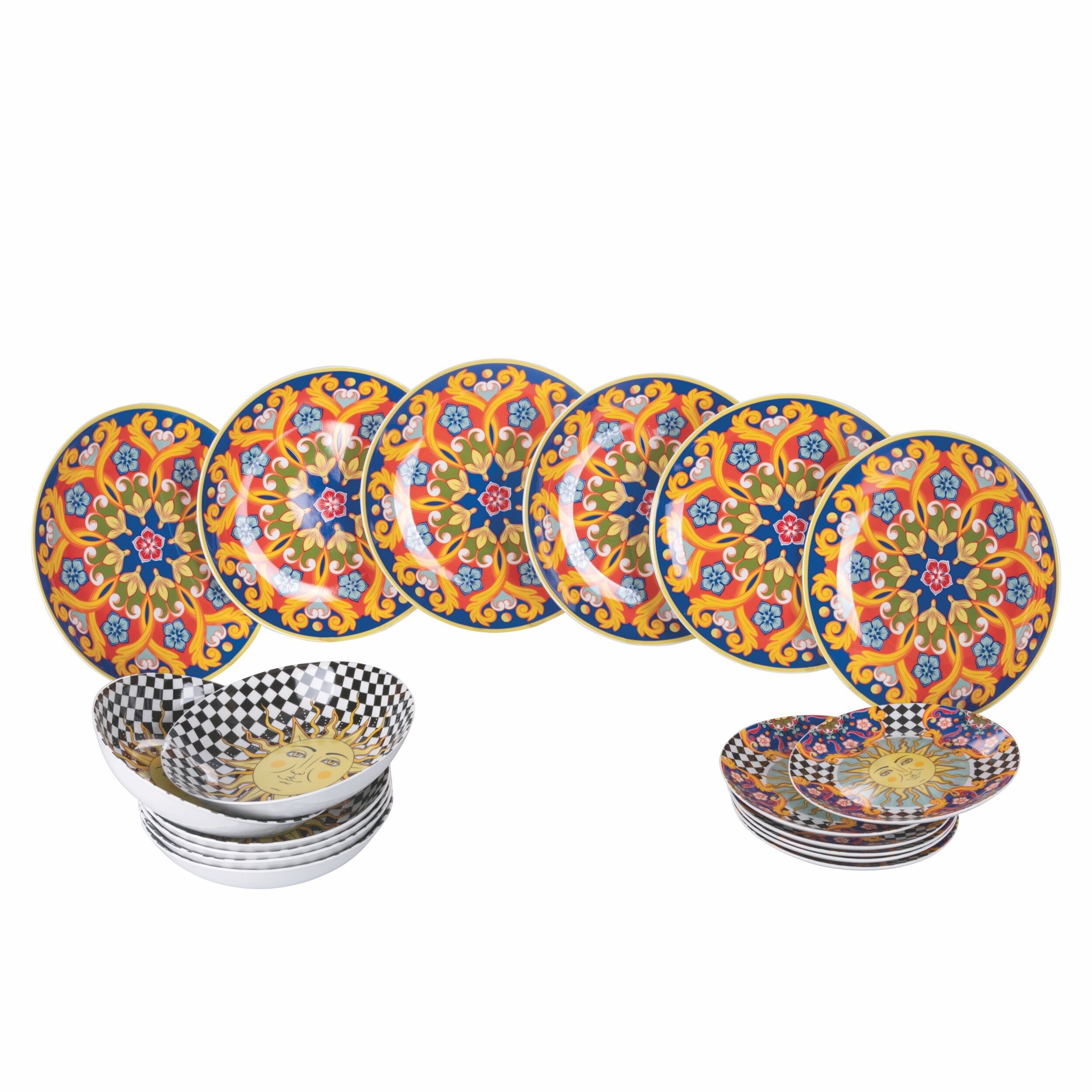 Service de table en porcelaine 18 pièces, 6 couverts, Sole Mio