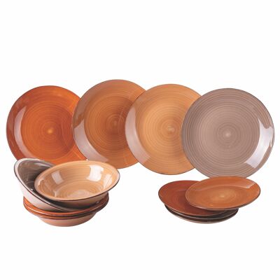 12-piece stoneware dinner service, 4 different table places, Baita Chocolate