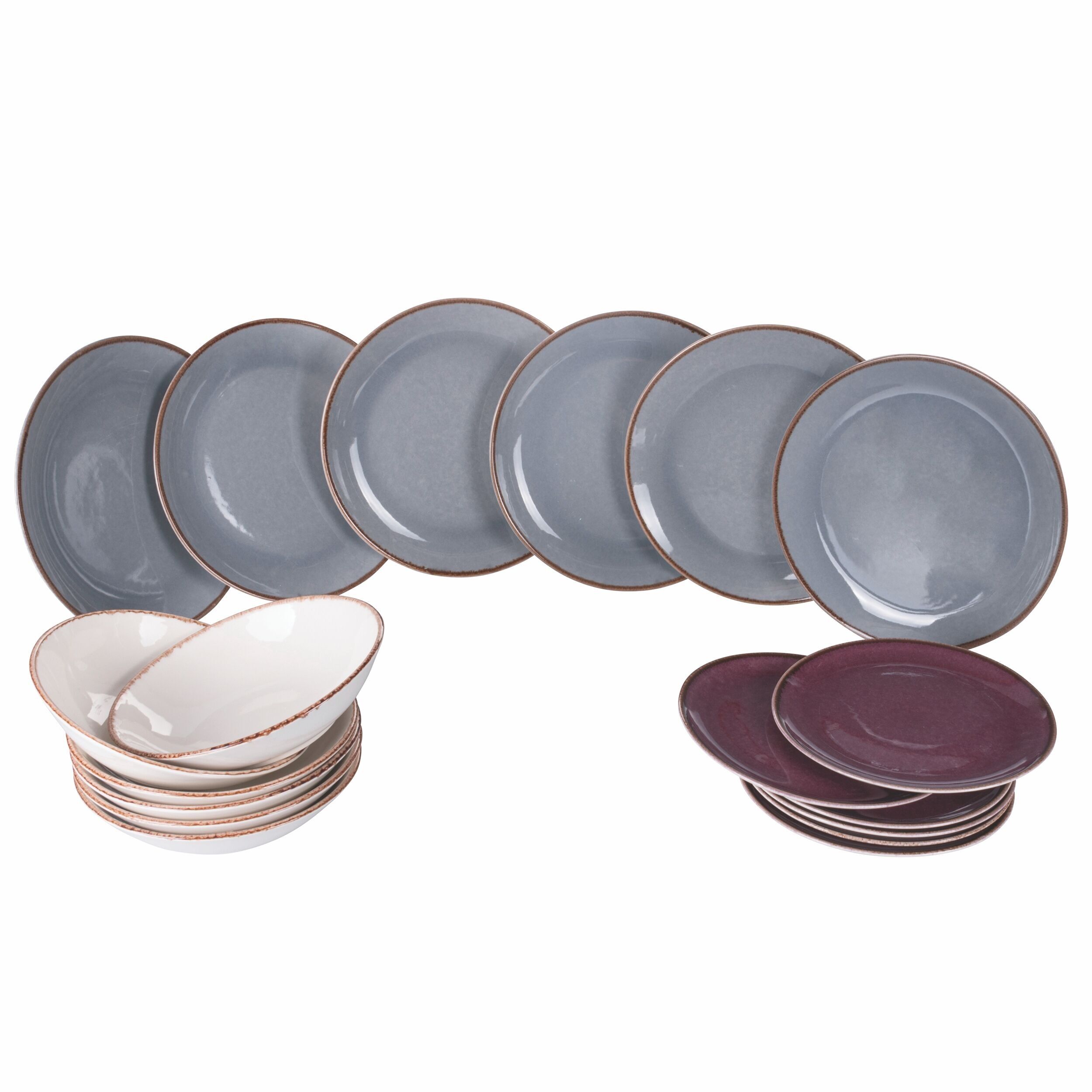 18-teiliges Tafelservice aus weichem Porzellan, 6 Tischplätze, Camargue