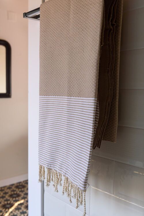 Fouta Playa Onda Beige 100% algodón