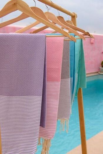 Fouta Toalla playa Onda Verde bronce 2