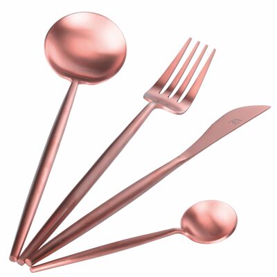 24-piece cutlery set in stainless steel, satin copper, Preciosa