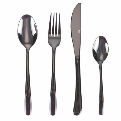 Set 24 posate in acciaio inox nero lucido, Drop