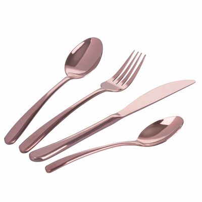 24-piece cutlery set in polished copper stainless steel, Drop