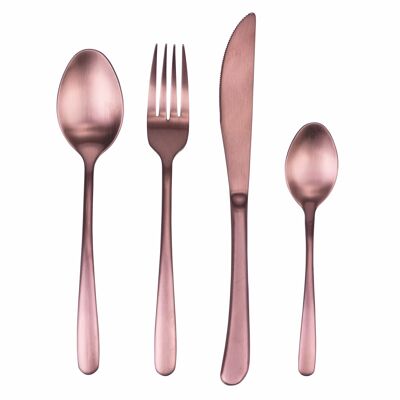 24-piece cutlery set in stainless steel, satin copper, Drop