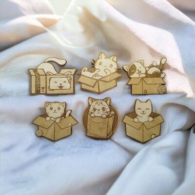 Spiel aus 6 Pappschachtel-Katzen aus Pappe – geschenkt