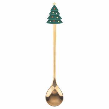 Set de 4 cuillères de Noël dorées avec décoration, Noël 3