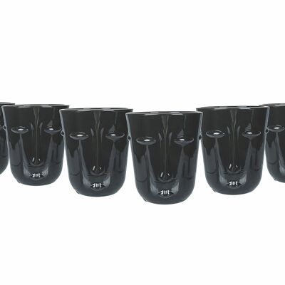 Vaso de agua de cristal 300 ml, decoración facial, negro, Vis à Vis