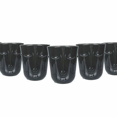 Vaso de agua de cristal 300 ml, decoración facial, negro, Vis à Vis