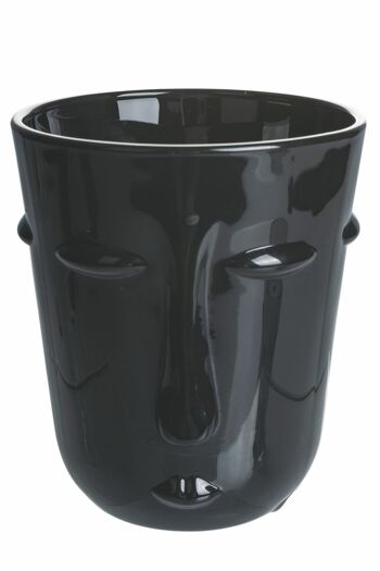 Verre à eau en verre 300 ml, décoration visage, noir, Vis à Vis 3