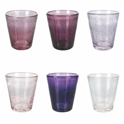 Set of 6 water glasses 330 ml in blown glass paste, Cancun Provence