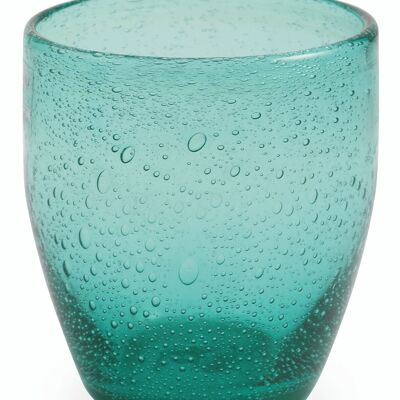 Emerald green water glass 300 ml in blown glass paste, Acapulco