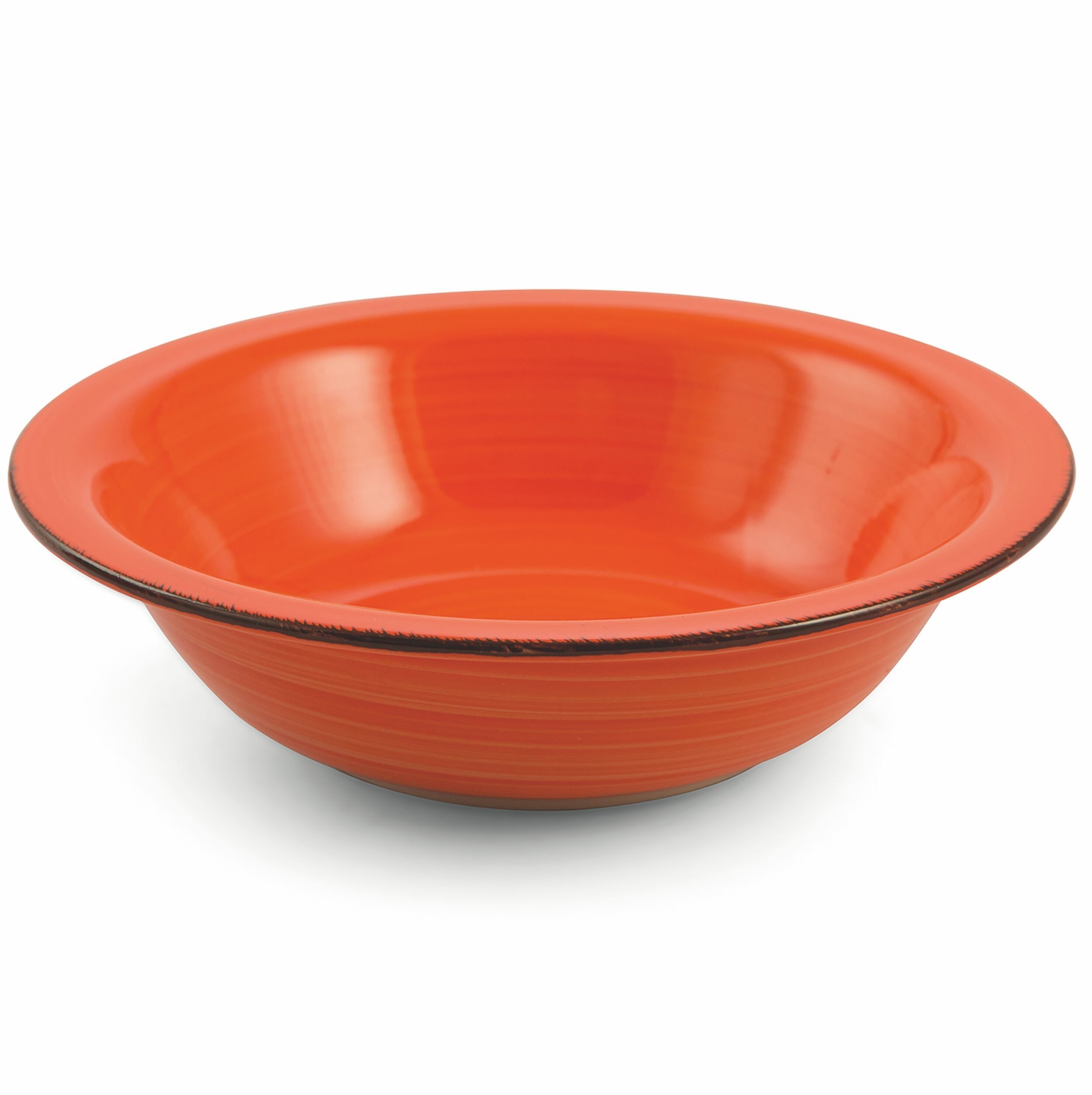 Assiette creuse en grès peint à la main orange, New Baita