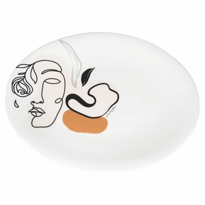 Piatto da portata ovale in ceramica 38x27 cm,Face to Grey