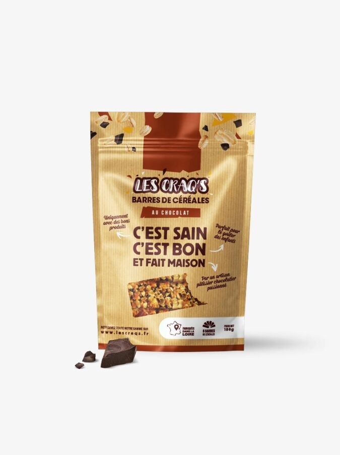 Barrette di cereali artigianali ==> Les Craq's - CIOCCOLATO - Confezione da 6 barrette -