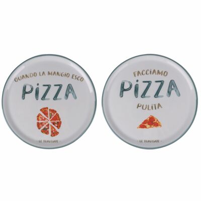 Pizza-/Servierteller aus Porzellan Ø 33 cm, hergestellt in Italien, Le Travisate