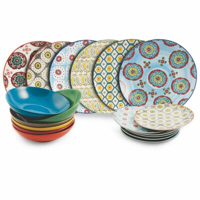 18-piece porcelain dinner set, 6 different table settings, Bazaar