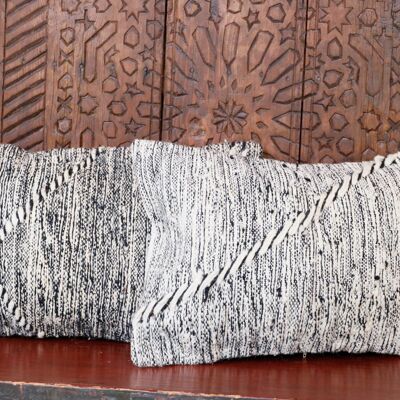 Cuscino berbero Zanafi in lana naturale 100% fatta a mano