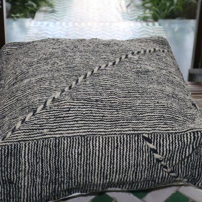 Pouf berbère Zanafi en laine naturelle 100% fait-main