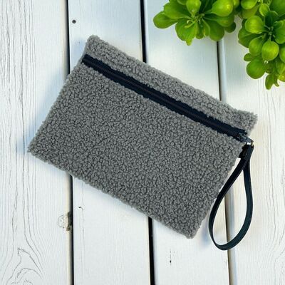 Pochette M, "Bouclette" taupe