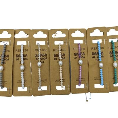 Lot de 35 Bracelets colorés avec perle nacrée