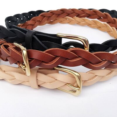 Leather Braided Belt Handmade - Narrow