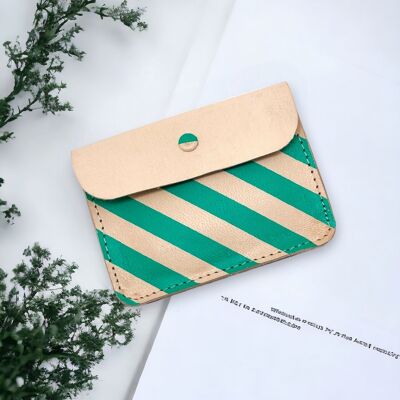 Card holder leather flap upupup emerald