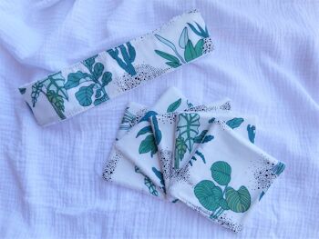 Kit de soin - Lingettes lavables et bandeau de soin - Plantes 4