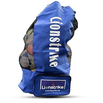 Lionstrike Saco de fútbol grande - Bolsa de almacenamiento grande para fútbol, ​​rugby, baloncesto y hockey - Bolsa de malla y nailon resistente - Capacidad para 12-15 balones de fútbol